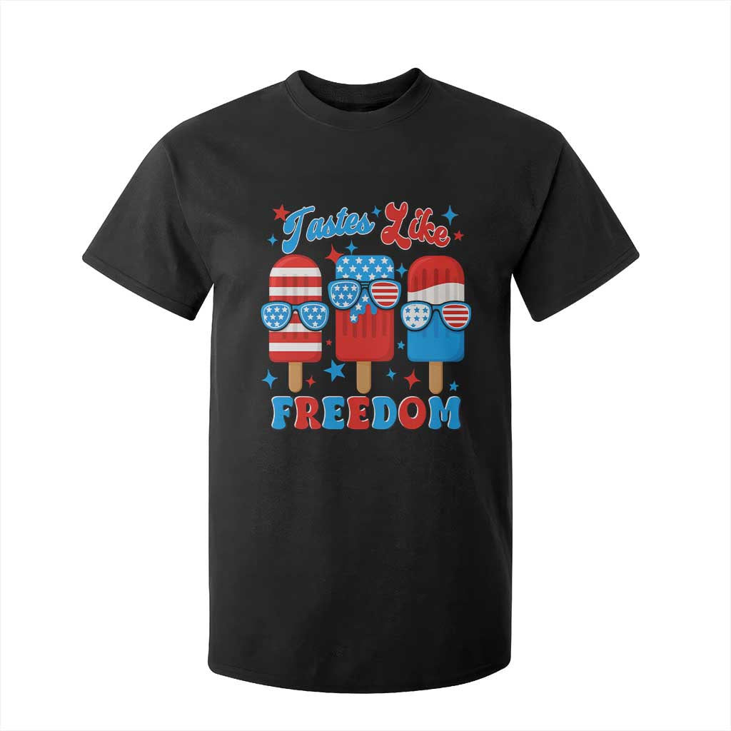 4th of July American Flag Popsicle T Shirt For Kid Tastes Like Freedom Patriotic Funny TS10 Black Print Your Wear