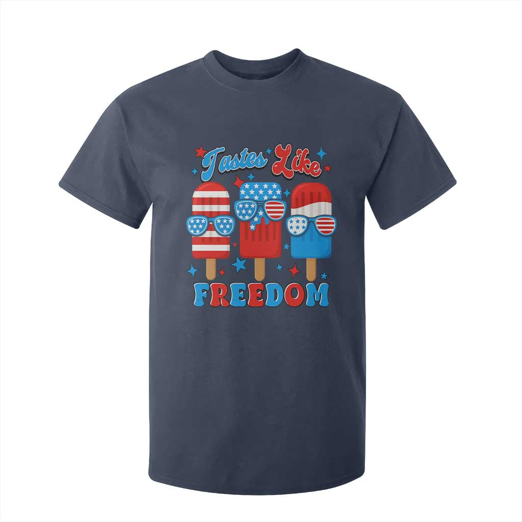 4th of July American Flag Popsicle T Shirt For Kid Tastes Like Freedom Patriotic Funny TS10 Navy Print Your Wear