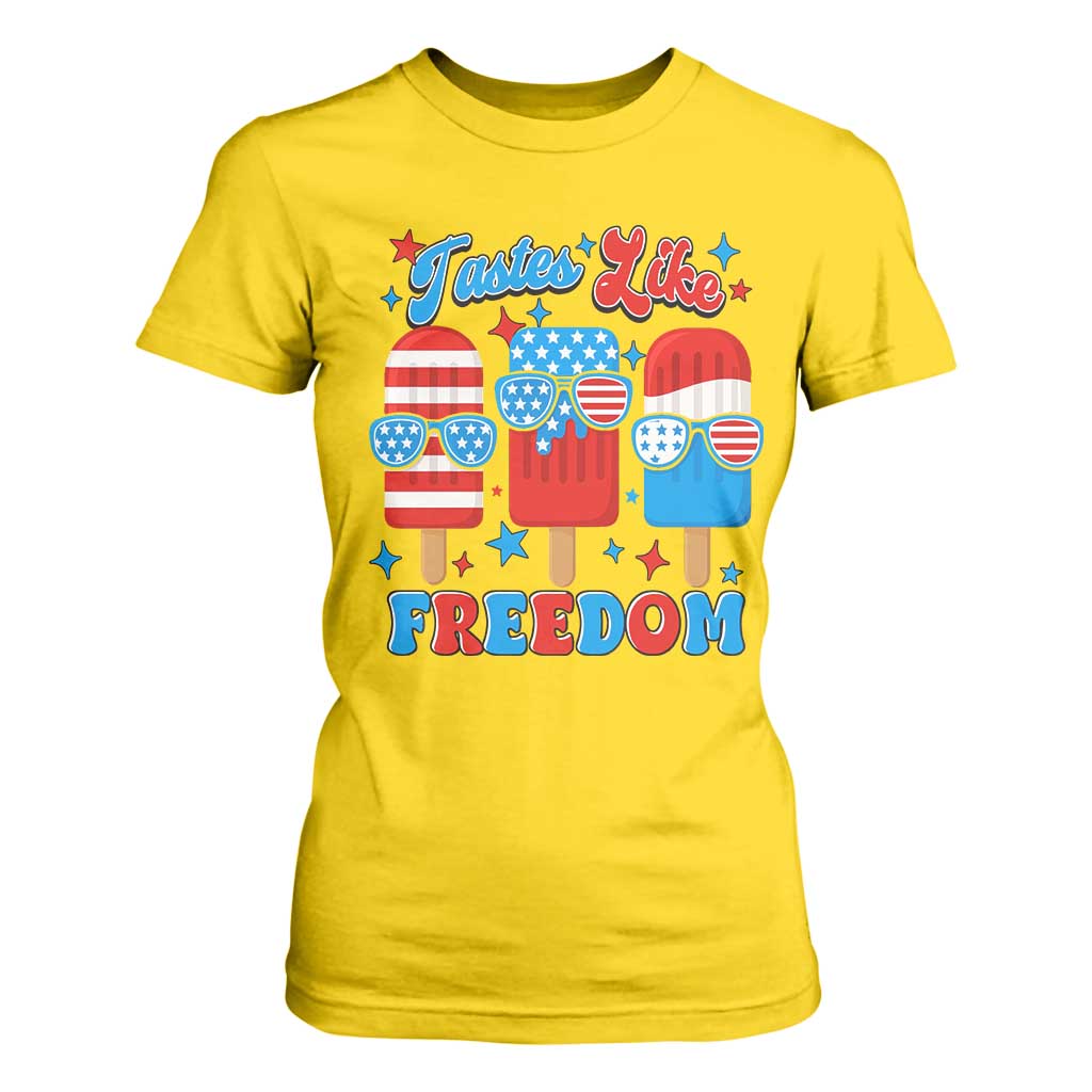 4th of July American Flag Popsicle T Shirt For Women Tastes Like Freedom Patriotic Funny TS10 Daisy Print Your Wear