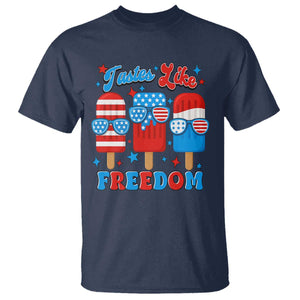 4th of July American Flag Popsicle T Shirt Tastes Like Freedom Patriotic Funny TS10 Navy Print Your Wear