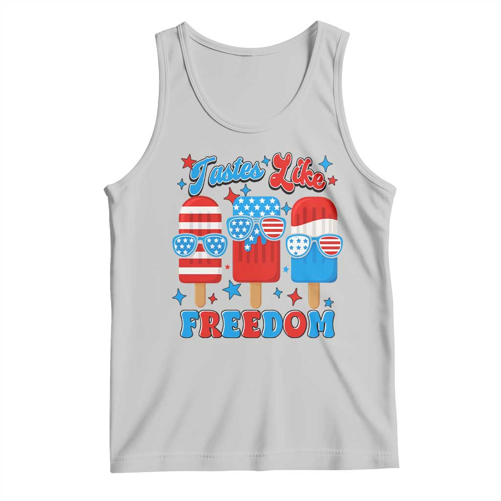 4th of July American Flag Popsicle Tank Top Tastes Like Freedom Patriotic Funny TS10 Ash Print Your Wear