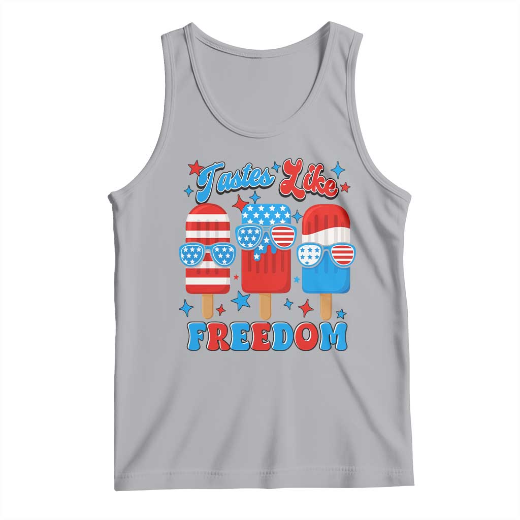 4th of July American Flag Popsicle Tank Top Tastes Like Freedom Patriotic Funny TS10 Athletic Heather Print Your Wear