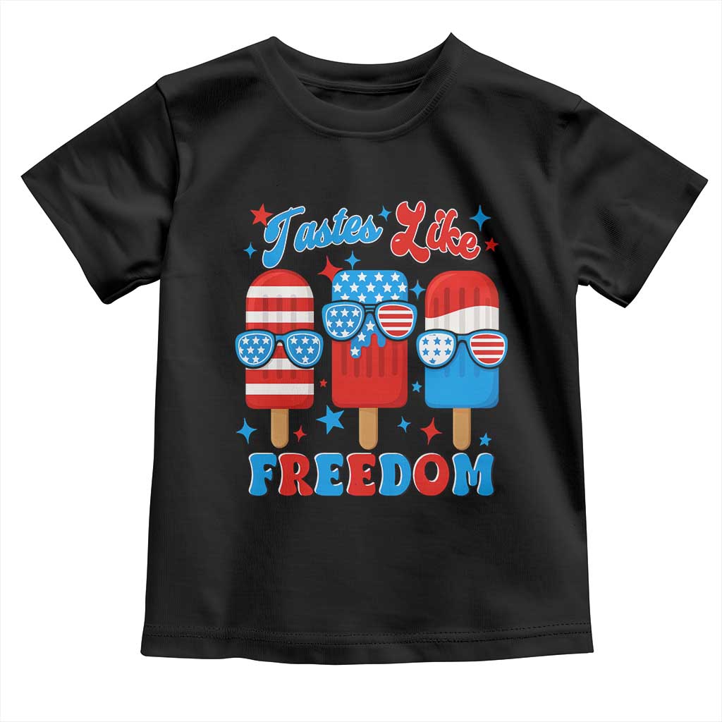 4th of July American Flag Popsicle Toddler T Shirt Tastes Like Freedom Patriotic Funny TS10 Black Print Your Wear