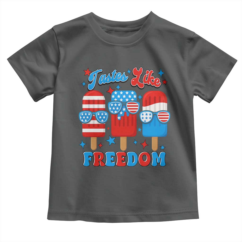4th of July American Flag Popsicle Toddler T Shirt Tastes Like Freedom Patriotic Funny TS10 Dark Heather Print Your Wear