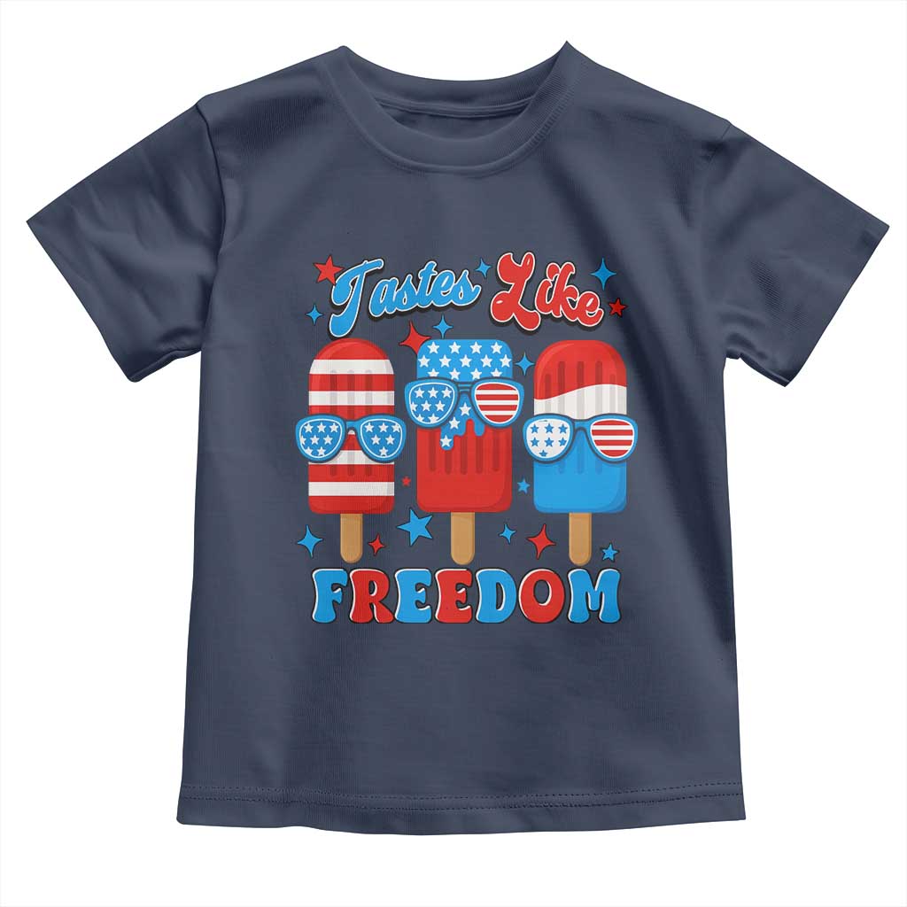 4th of July American Flag Popsicle Toddler T Shirt Tastes Like Freedom Patriotic Funny TS10 Navy Print Your Wear