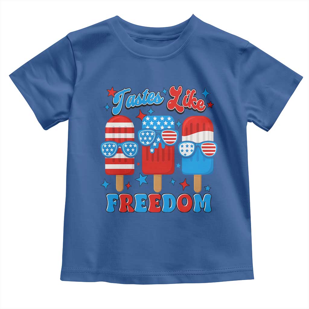 4th of July American Flag Popsicle Toddler T Shirt Tastes Like Freedom Patriotic Funny TS10 Royal Blue Print Your Wear