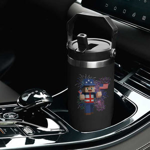 4th of July Gamer Flip Straw Tumbler Uncle Sam Pixels Gaming Celebrate Independence Day TS02 Print Your Wear