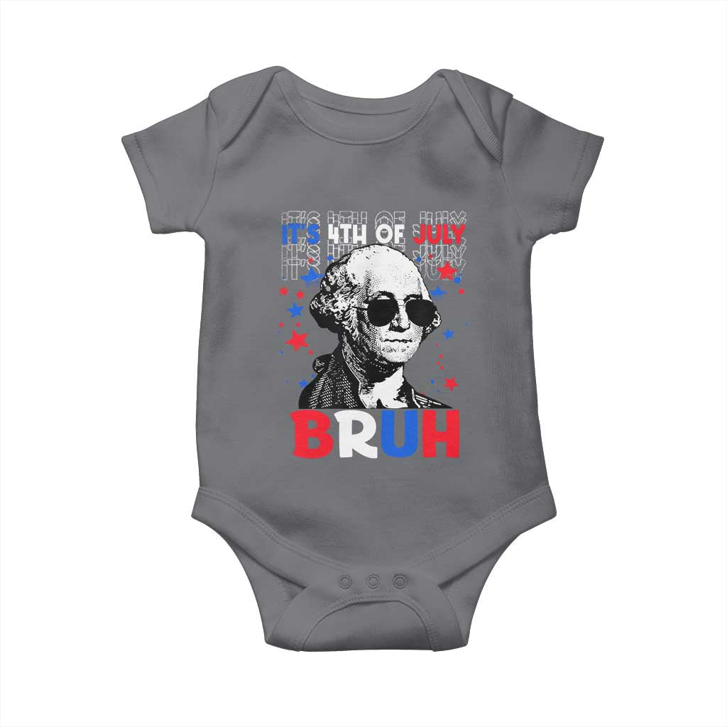 4th of July George Washington Bruh Baby Onesie TS10 Charcoal Print Your Wear