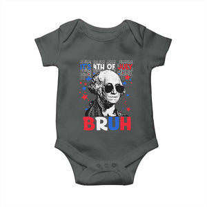 4th of July George Washington Bruh Baby Onesie TS10 Dark Heather Print Your Wear