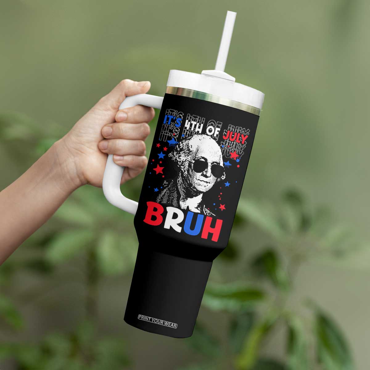 4th of July George Washington Bruh Tumbler With Handle TS10 Print Your Wear