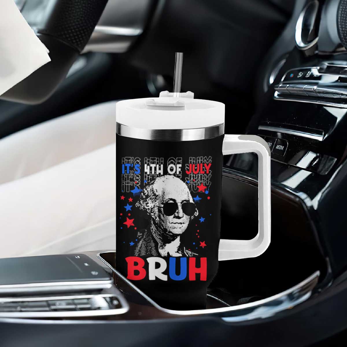 4th of July George Washington Bruh Tumbler With Handle TS10 Print Your Wear
