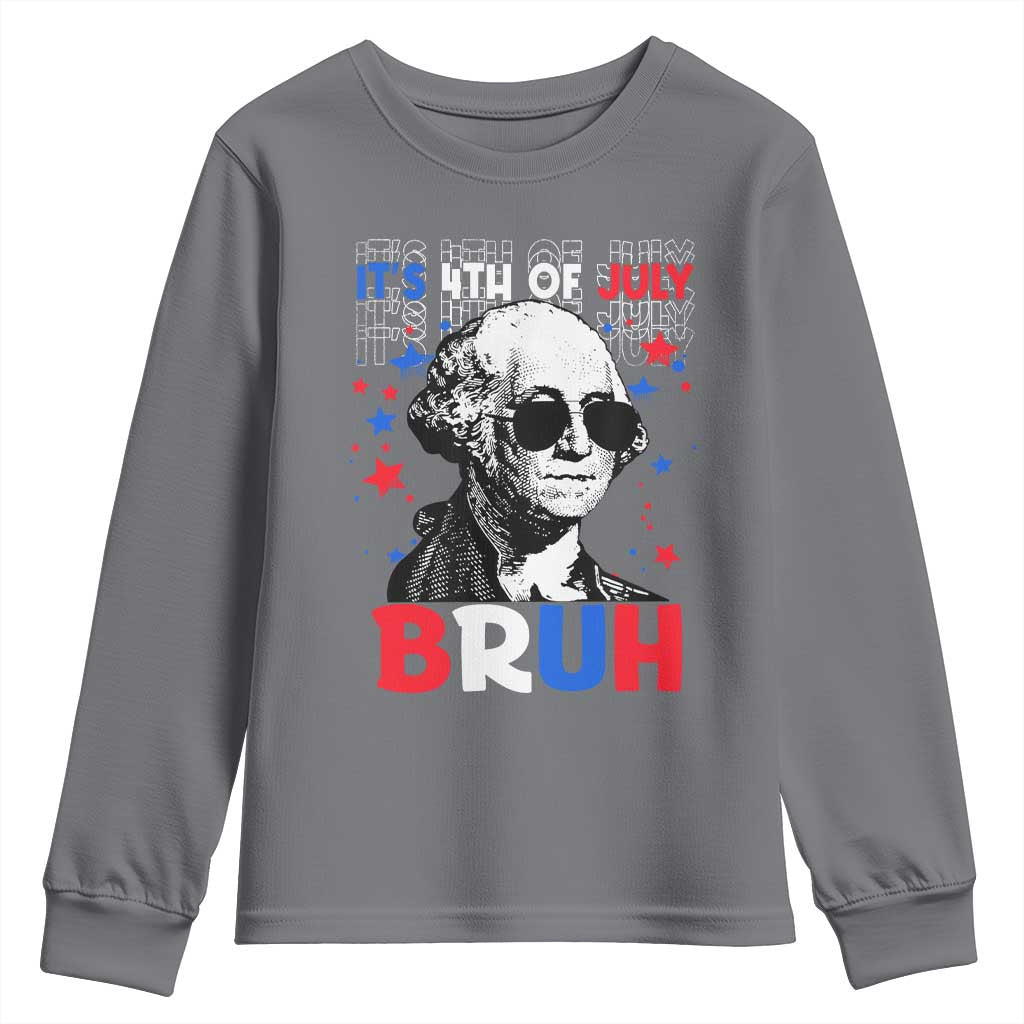 4th of July George Washington Bruh Youth Sweatshirt TS10 Charcoal Print Your Wear