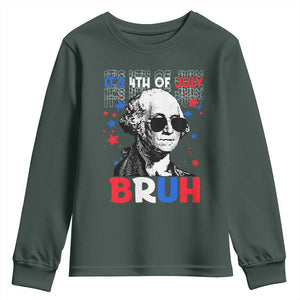 4th of July George Washington Bruh Youth Sweatshirt TS10 Dark Forest Green Print Your Wear