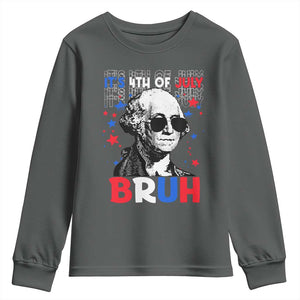 4th of July George Washington Bruh Youth Sweatshirt TS10 Dark Heather Print Your Wear