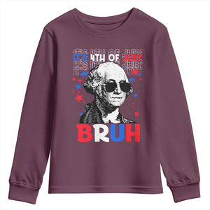 4th of July George Washington Bruh Youth Sweatshirt TS10 Maroon Print Your Wear