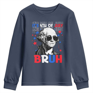 4th of July George Washington Bruh Youth Sweatshirt TS10 Navy Print Your Wear