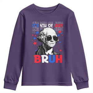 4th of July George Washington Bruh Youth Sweatshirt TS10 Purple Print Your Wear