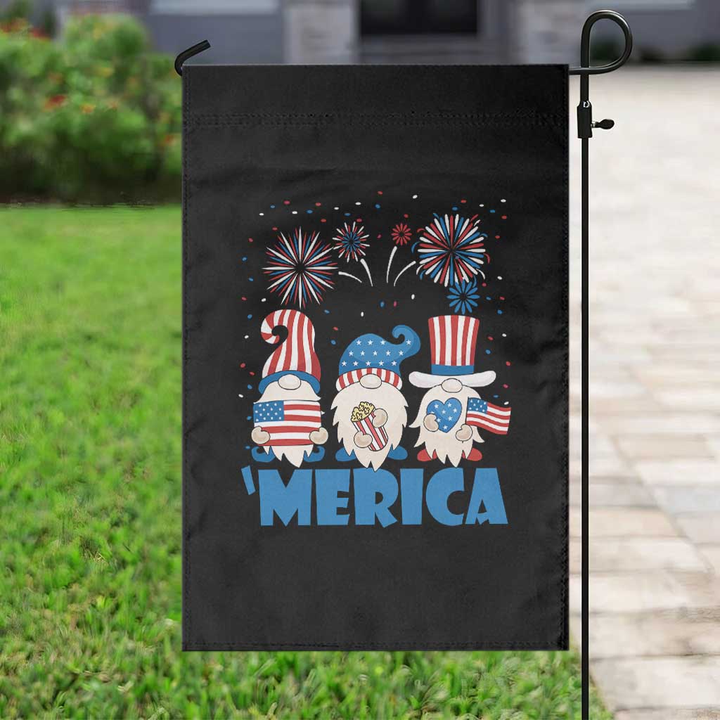 4th of July Gnome Garden Flag Merica Gnomes USA Flag Fireworks TS02 Print Your Wear