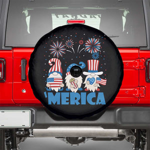 4th of July Gnome Spare Tire Cover Merica Gnomes USA Flag Fireworks TS02 Black Print Your Wear