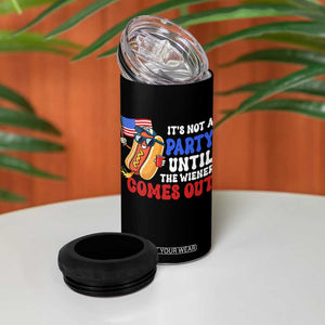 4th of July It's Not A Party Until The Wiener Comes Out 4 in 1 Can Cooler Tumbler Funny Hot Dog Independence Day Patriotic Weenies TS10 Print Your Wear