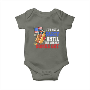 4th of July It's Not A Party Until The Wiener Comes Out Baby Onesie Funny Hot Dog Independence Day Patriotic Weenies TS10 Military Green Print Your Wear