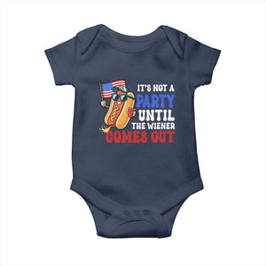 4th of July It's Not A Party Until The Wiener Comes Out Baby Onesie Funny Hot Dog Independence Day Patriotic Weenies TS10 Navy Print Your Wear