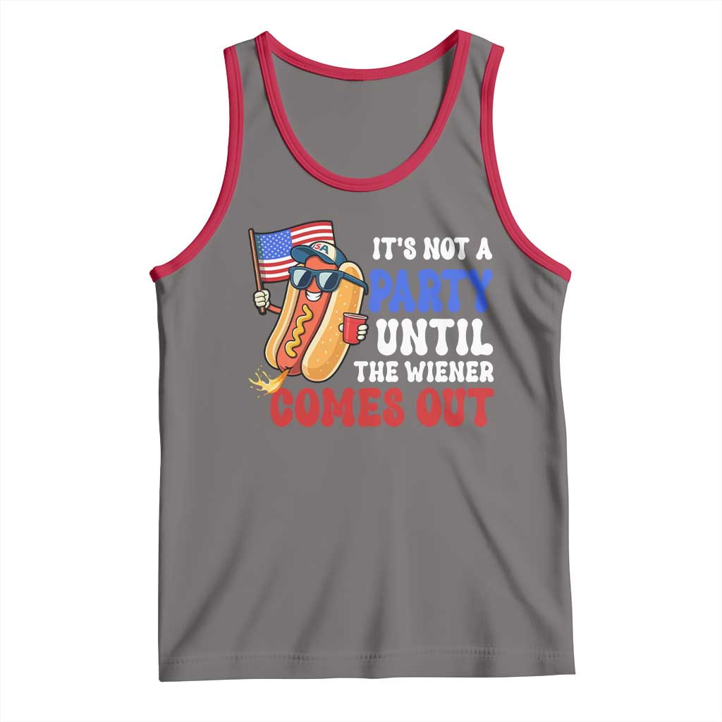 4th of July It's Not A Party Until The Wiener Comes Out Tank Top Funny Hot Dog Independence Day Patriotic Weenies TS10 Deep Heather Red Print Your Wear