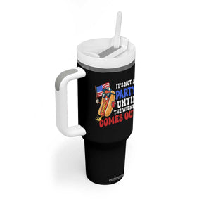 4th of July It's Not A Party Until The Wiener Comes Out Tumbler With Handle Funny Hot Dog Independence Day Patriotic Weenies TS10 Print Your Wear
