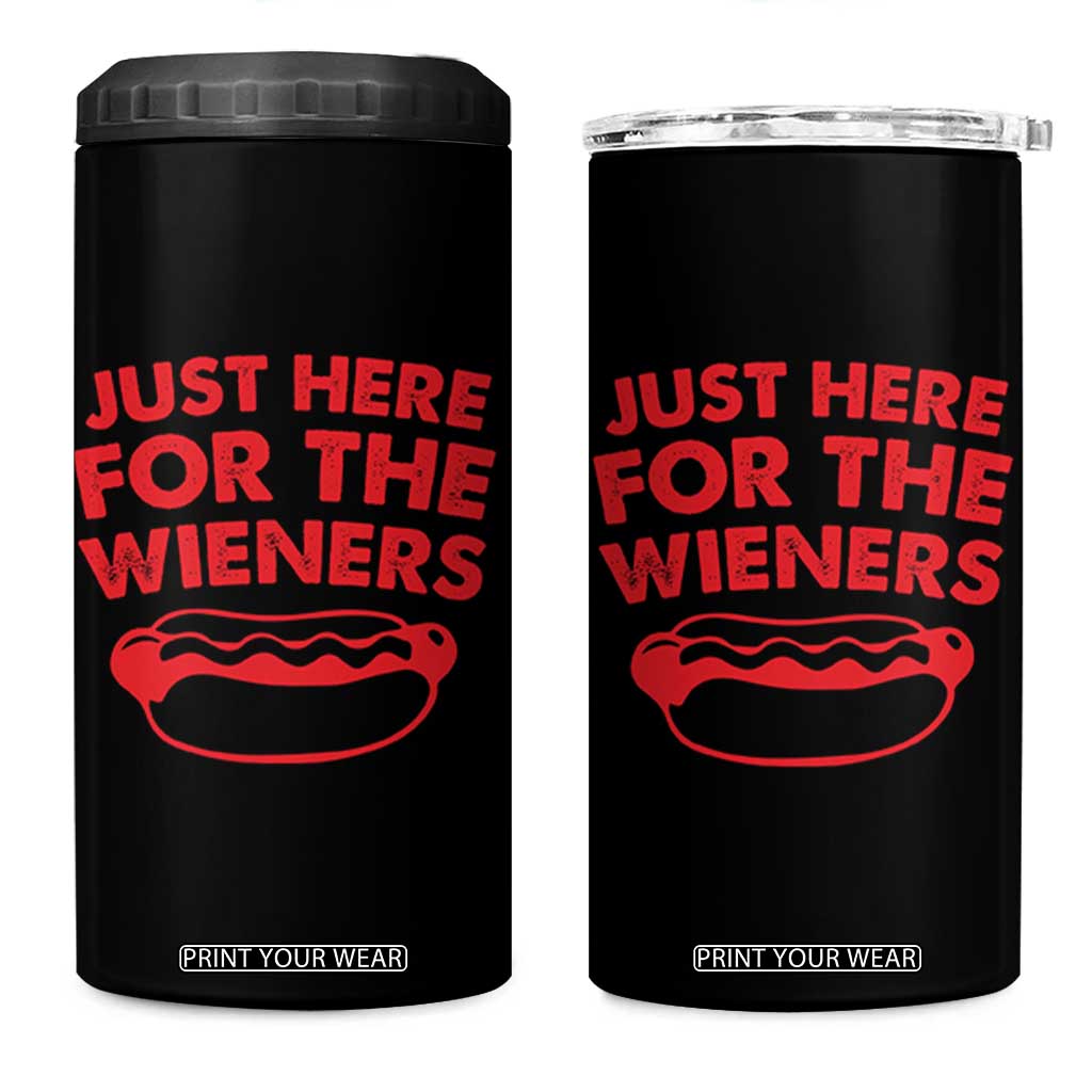 4th of July Just Here For The Wieners 4 in 1 Can Cooler Tumbler Funny Hot Dog Independence Day Patriotic Weenies TS10 One Size: 16 oz Black Print Your Wear