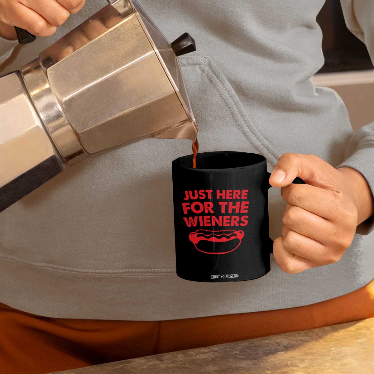 4th of July Just Here For The Wieners Coffee Mug Funny Hot Dog Independence Day Patriotic Weenies TS10 Print Your Wear