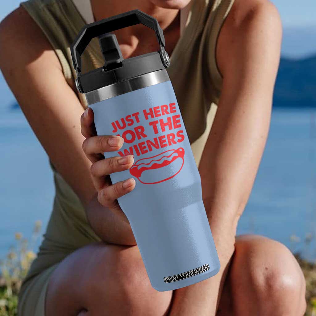4th of July Just Here For The Wieners Flip Straw Tumbler Funny Hot Dog Independence Day Patriotic Weenies TS10 One Size: 30 oz Light Blue Print Your Wear