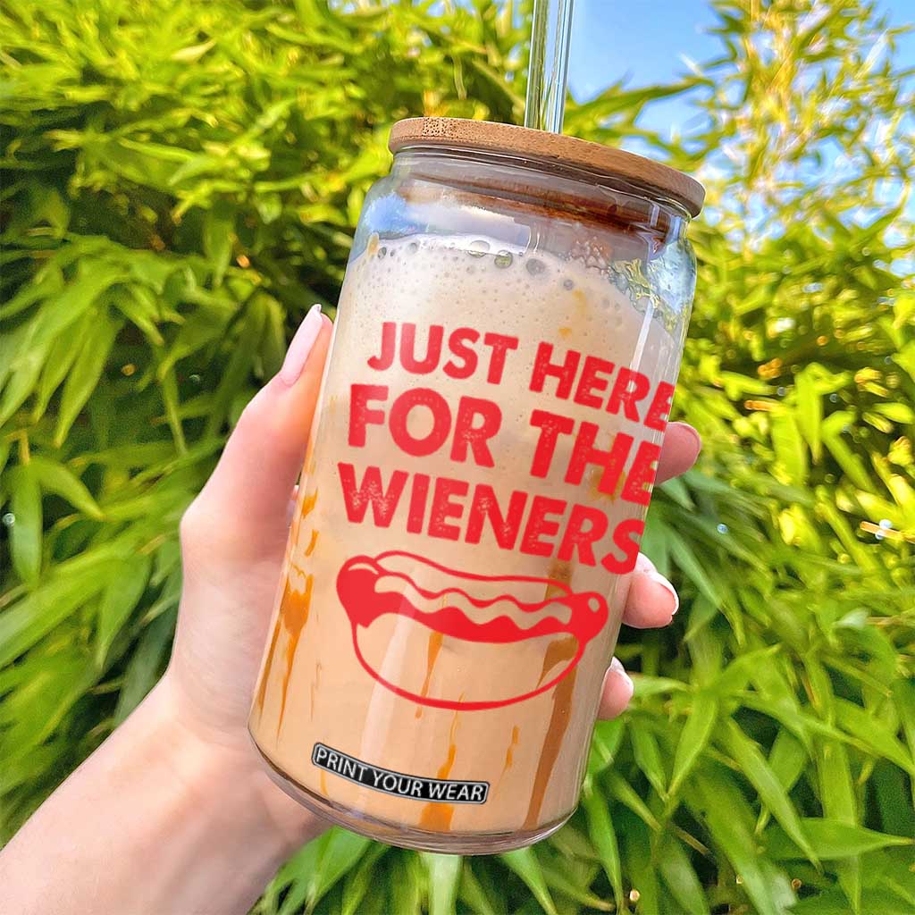 4th of July Just Here For The Wieners Glass Can Funny Hot Dog Independence Day Patriotic Weenies TS10 Print Your Wear