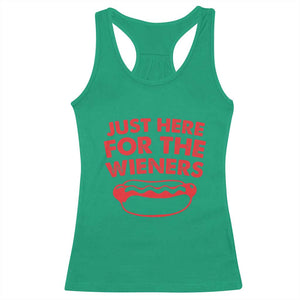 4th of July Just Here For The Wieners Racerback Tank Top Funny Hot Dog Independence Day Patriotic Weenies TS10 Irish Green Print Your Wear