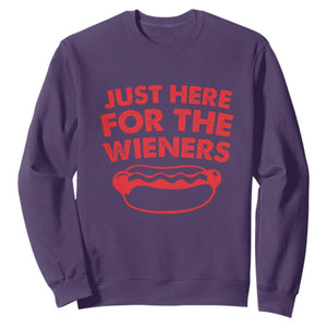 4th of July Just Here For The Wieners Sweatshirt Funny Hot Dog Independence Day Patriotic Weenies TS10 Purple Print Your Wear