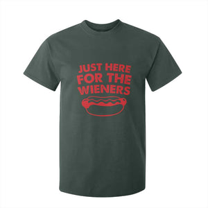 4th of July Just Here For The Wieners T Shirt For Kid Funny Hot Dog Independence Day Patriotic Weenies TS10 Dark Forest Green Print Your Wear