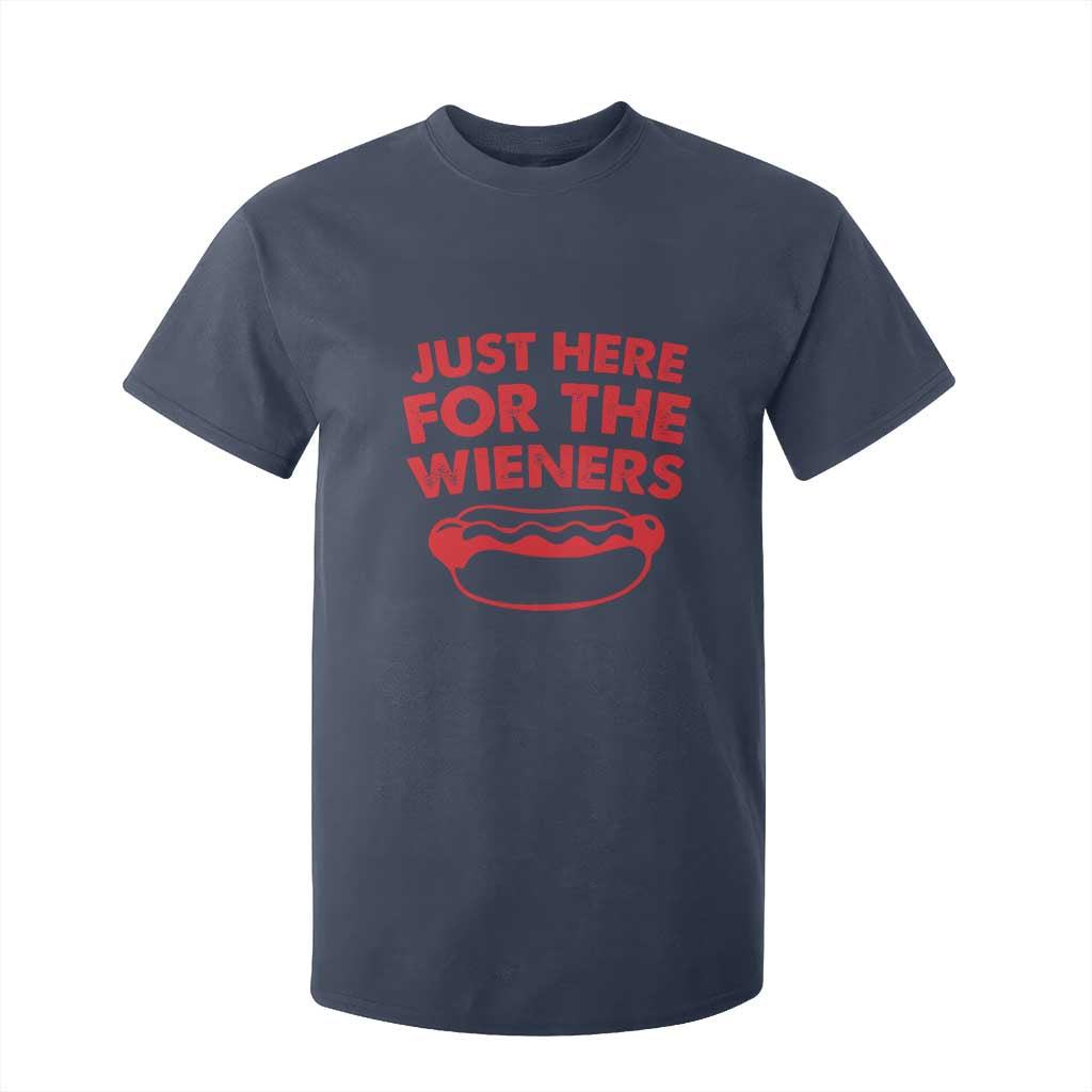 4th of July Just Here For The Wieners T Shirt For Kid Funny Hot Dog Independence Day Patriotic Weenies TS10 Navy Print Your Wear