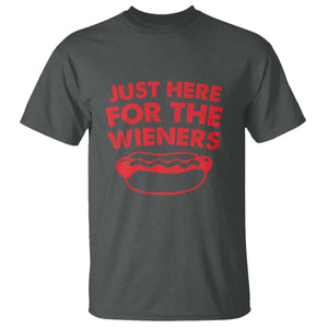 4th of July Just Here For The Wieners T Shirt Funny Hot Dog Independence Day Patriotic Weenies TS10 Dark Heather Print Your Wear
