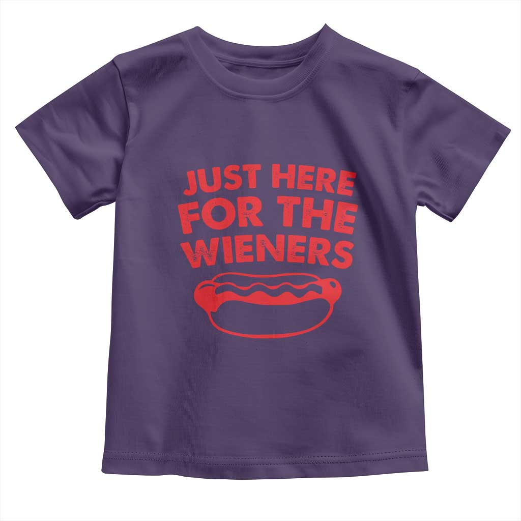 4th of July Just Here For The Wieners Toddler T Shirt Funny Hot Dog Independence Day Patriotic Weenies TS10 Purple Print Your Wear