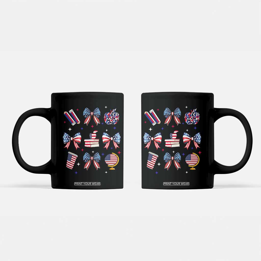 4th of July Teacher Student Coffee Mug Patriotic Teaching Learning Retro Coquette TS02 Black Print Your Wear