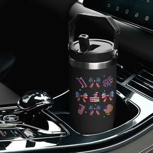 4th of July Teacher Student Flip Straw Tumbler Patriotic Teaching Learning Retro Coquette TS02 Print Your Wear