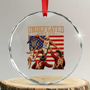 4th of July Basketball Undefeated Since 1776 Crystal Glass Ornament Funny Founding Fathers