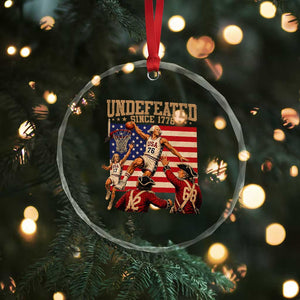 4th of July Basketball Undefeated Since 1776 Crystal Glass Ornament Funny Founding Fathers