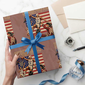 4th of July Basketball Undefeated Since 1776 Wrapping Paper Roll Funny Founding Fathers