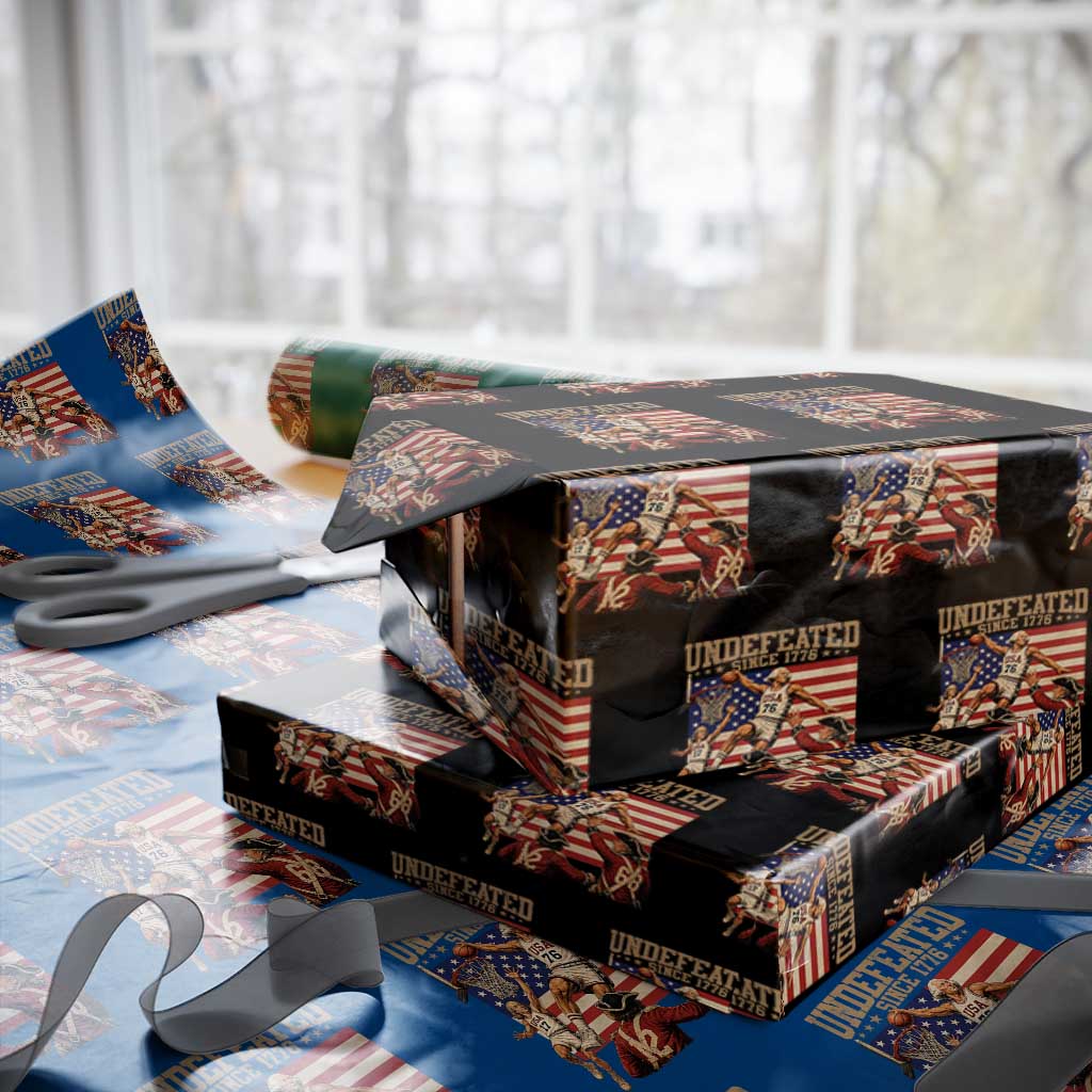 4th of July Basketball Undefeated Since 1776 Wrapping Paper Roll Funny Founding Fathers