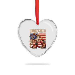 4th of July Basketball Undefeated Since 1776 Heart Crystal Glass Ornament Funny Founding Fathers