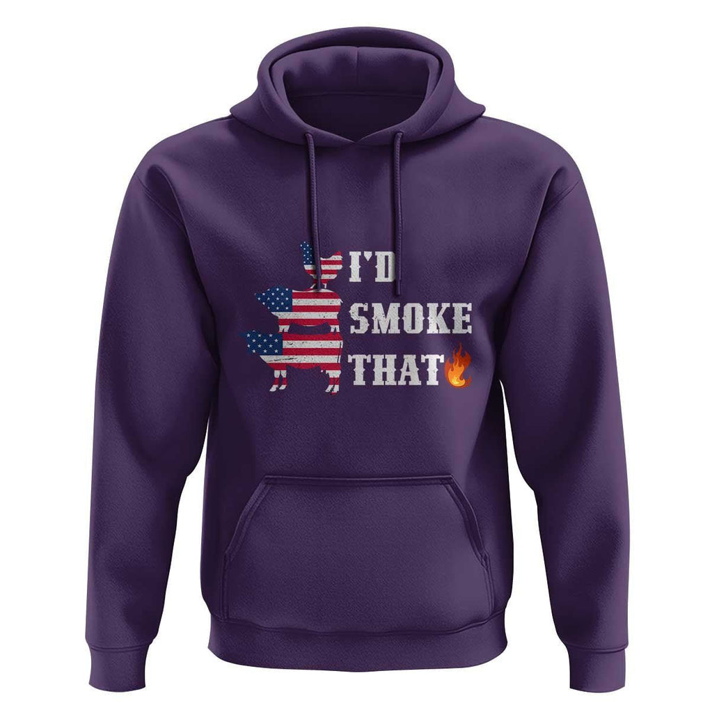 4th Of July BBQ Hoodie I'd Smoke That Barbecue Cook Pitmaster Grill Chef TS11 Purple Print Your Wear