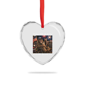 4th of July Bigfoot Heart Crystal Glass Ornament Patriotic Sasquatch American Flag Party Festival TS14 Print Your Wear