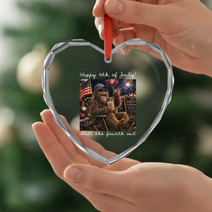 4th of July Bigfoot Heart Crystal Glass Ornament Patriotic Sasquatch American Flag Party Festival TS14 Print Your Wear