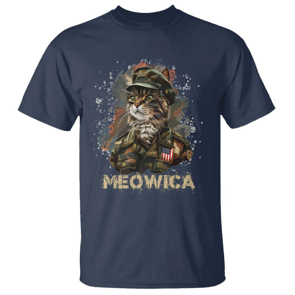4th Of July Cat Lover T Shirt Meowica Patriotic US Army Cat TS09 Navy Print Your Wear