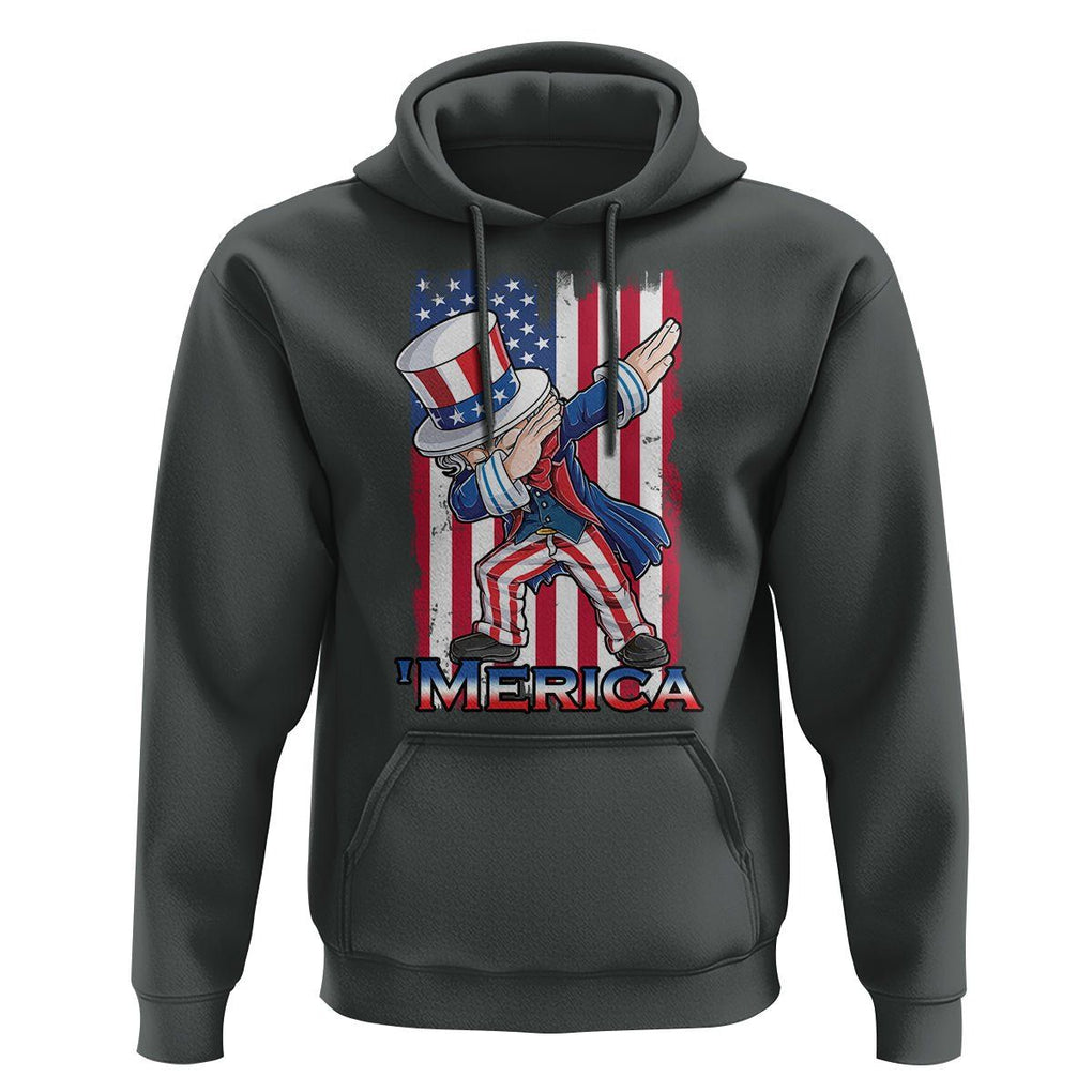 4th of July Dabbing Uncle Sam Hoodie Merica American Flag TS02 Dark Heather Print Your Wear